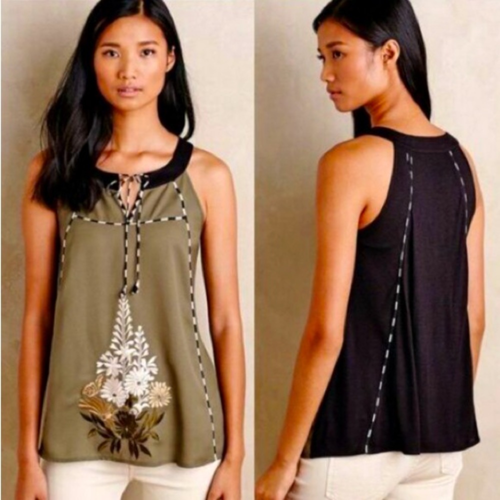 Embroidered Halter Blouse NWOT